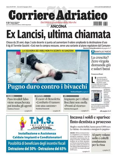 Prima-pagina-corriere adriatico-edizione-di-oggi-20-06-2024